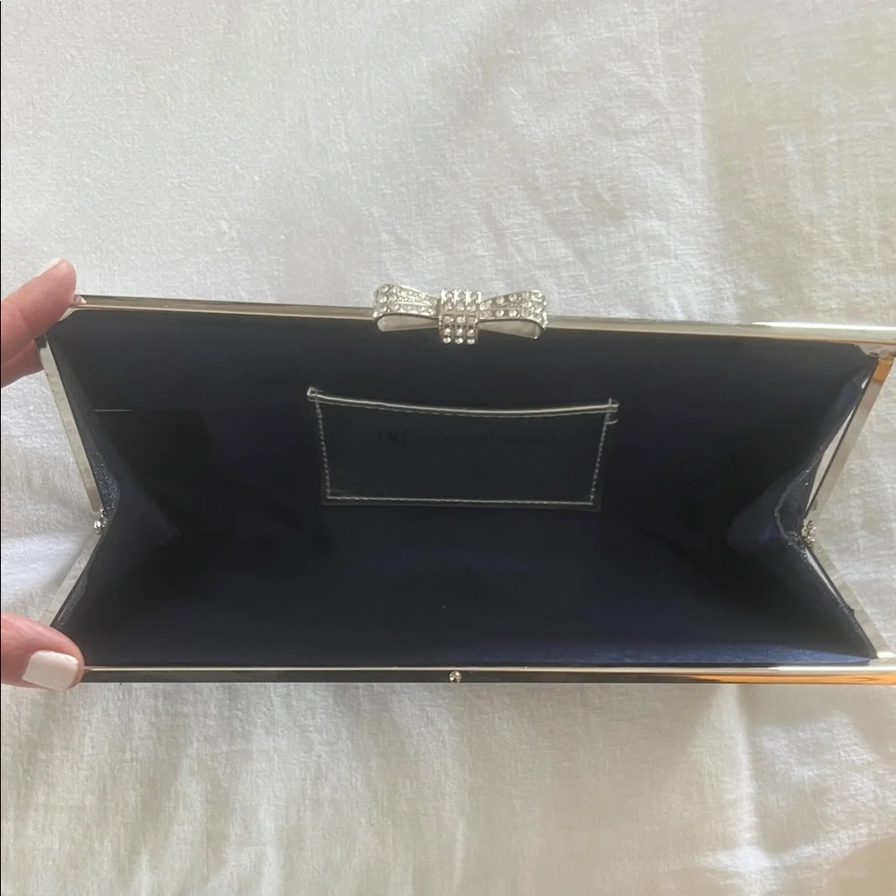 INC Elegant Navy Glitter Clutch - Picture 3 of 5